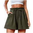 thumbnail image 1 of mfyjkho Pantalones Cortos Para Mujer, Pantalones Cortos De Lino Para Mujer, De Color Liso, Cómodos, Elásticos, De Pierna Ancha, Informales Pantalones Cortos De Yoga L, 1 of 7
