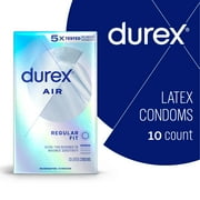 Durex Air Condoms, Extra Thin, Transparent Natural Rubber Latex Condoms for Men, Regular Fit, FSA & HSA Eligible, 10 Count