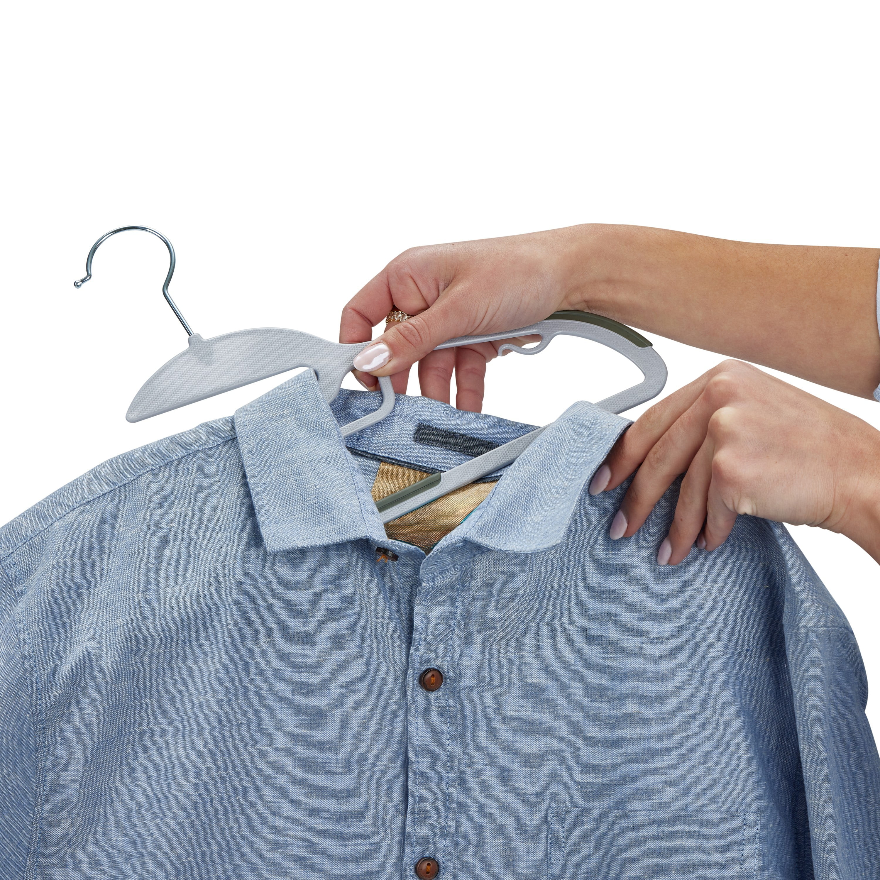 Simplify 16 Pack Collar Saver Hangers in Light Grey