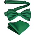 thumbnail image 1 of LAICAIW Mens Solid Color Double Fold Pre-tied Bow Tie and Pocket Square Set, 1 of 7