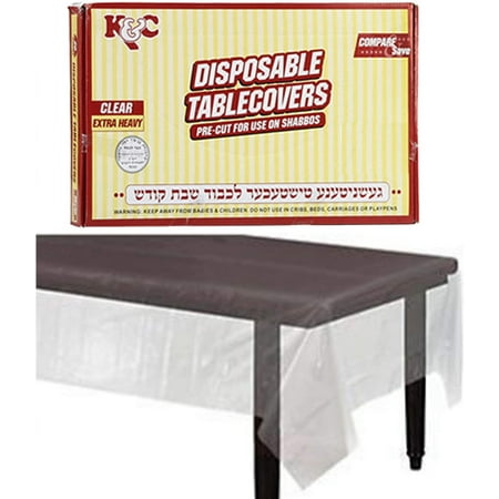 

Nicole Fantinis Disposable Clear Extra Heavy Duty Table Cover or Cover Protector: Pre Cut for use on Shabbos Great for All Occasions (66x180 - 6 Count): 1 Pack
