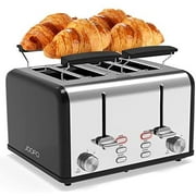 JOOFO Toaster 4 Slice,Bagel Toaster with 6 Shade Settings Extra-Wide Slot,Warming Rack,Stainless Steel Toaster with Bagel, Cancel, Defrost,Reheat Function Removable Crumb Tray