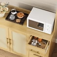 thumbnail image 4 of Juiluna Rattan Pantry Cabinet, 71 in Kitchen Pantry with Microwave Stand, Freestanding Hutch with Drawers, Doors and Hooks, Boho Storage Cabinet for Dining Room, Kitchen, Living Room, Natural, 4 of 7