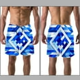 thumbnail image 3 of luoweisi Men's Beach Shorts Quick Dry Swim Trunks with Mesh Lining Blue and White Geometry L, 3 of 5