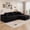 Black, variant on Modular combination sofa, modern oversized L-shaped boneless cloud sofa, living room sofa, no assembly required, Blue cotton velvet (Left‑Facing Chaise Lounge)