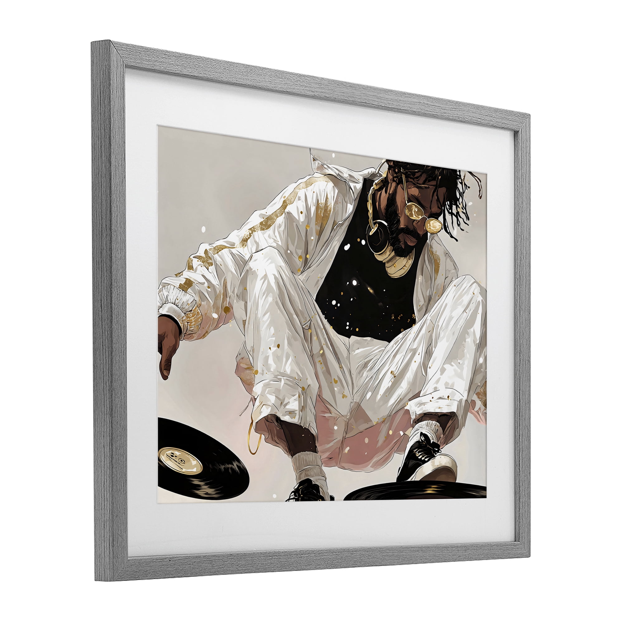 Stupell Industries Record Dance Stylish DJ Gray Framed Print Under Glass, design by Franklyn Gregory