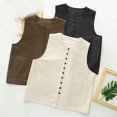 thumbnail image 6 of Ailaofu Womens’Knit Sweater Vest V Neck Sleeveless Cardigan Button Down Sweater Pocket Outwear Tops, 6 of 6