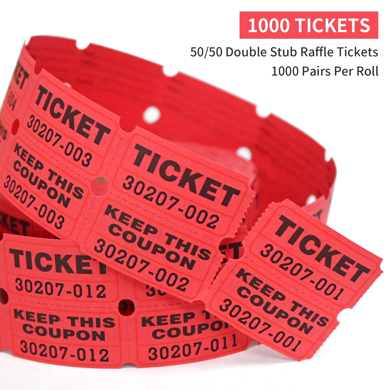 L LIKED Raffle Tickets Double Rolls 1000 per Roll 50/50 Raffle Tickets for Events, Entry, Class Reward, Fundraiser & Prizes(Red)