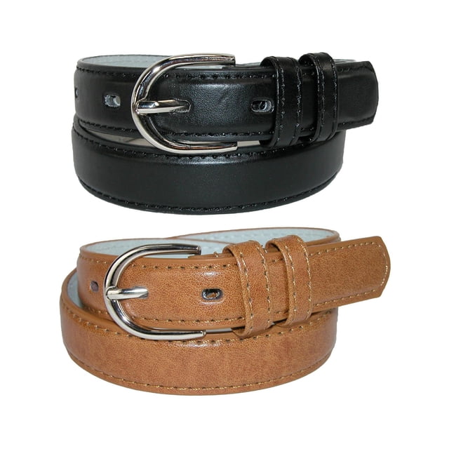 CTM® Ceinture Habillée en Cuir de Base pour Enfant (Lot de 2 Couleurs)