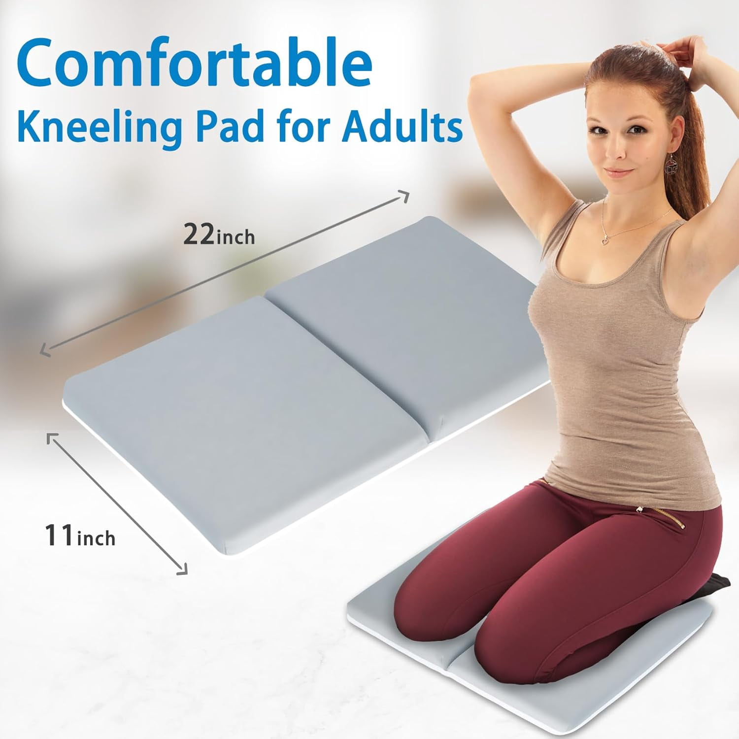 Bath Kneeler with Elbow Rest Pad Set, 1.5 inch Kneeling Pad Mat for Bathtub - Gray
