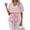 Pink, variant on Summer Solid Color Women V-neck Chiffon Blouse Short Sleeved Casual Tops