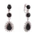thumbnail image 5 of Clip on 2" gold or silver circle and teardrop stone dangle earrings, 5 of 7