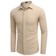 thumbnail image 4 of COOFANDY Men's Casual Shirt Long Sleeve Casual Button Down Shirt for Men Summer Beach Wedding Shirt Khaki XXXL, 4 of 4