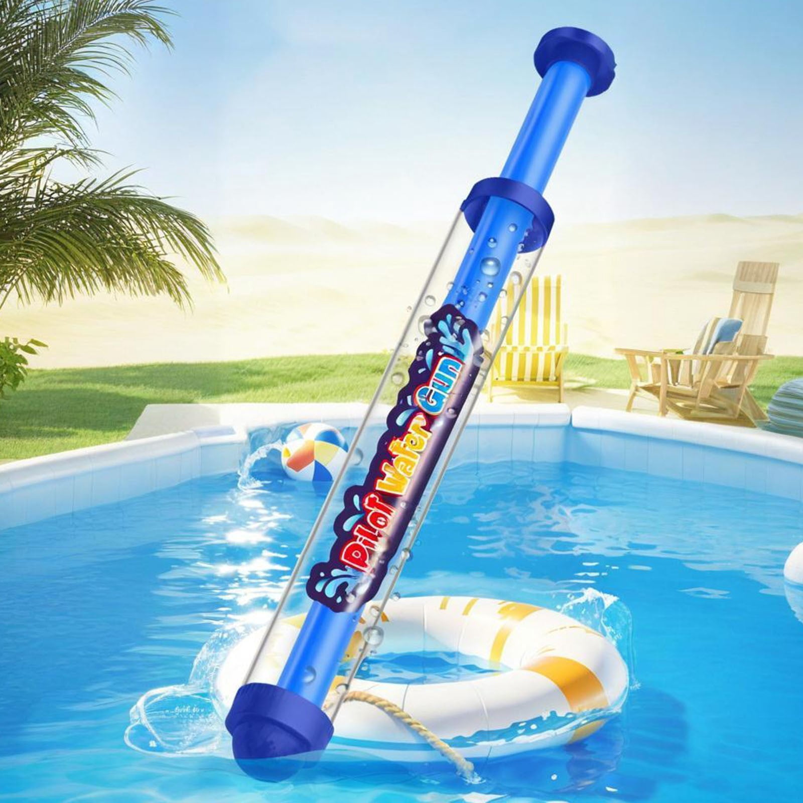 Firework Water Gun for Kids & Adults, 2PCS Large Water Squirter Toy, Best Summer Water Blaster with Fireworks Spray Effect, Easy Fill for Beach Pool Backyard Party Outdoor Fun, 20.5" (Blue)
