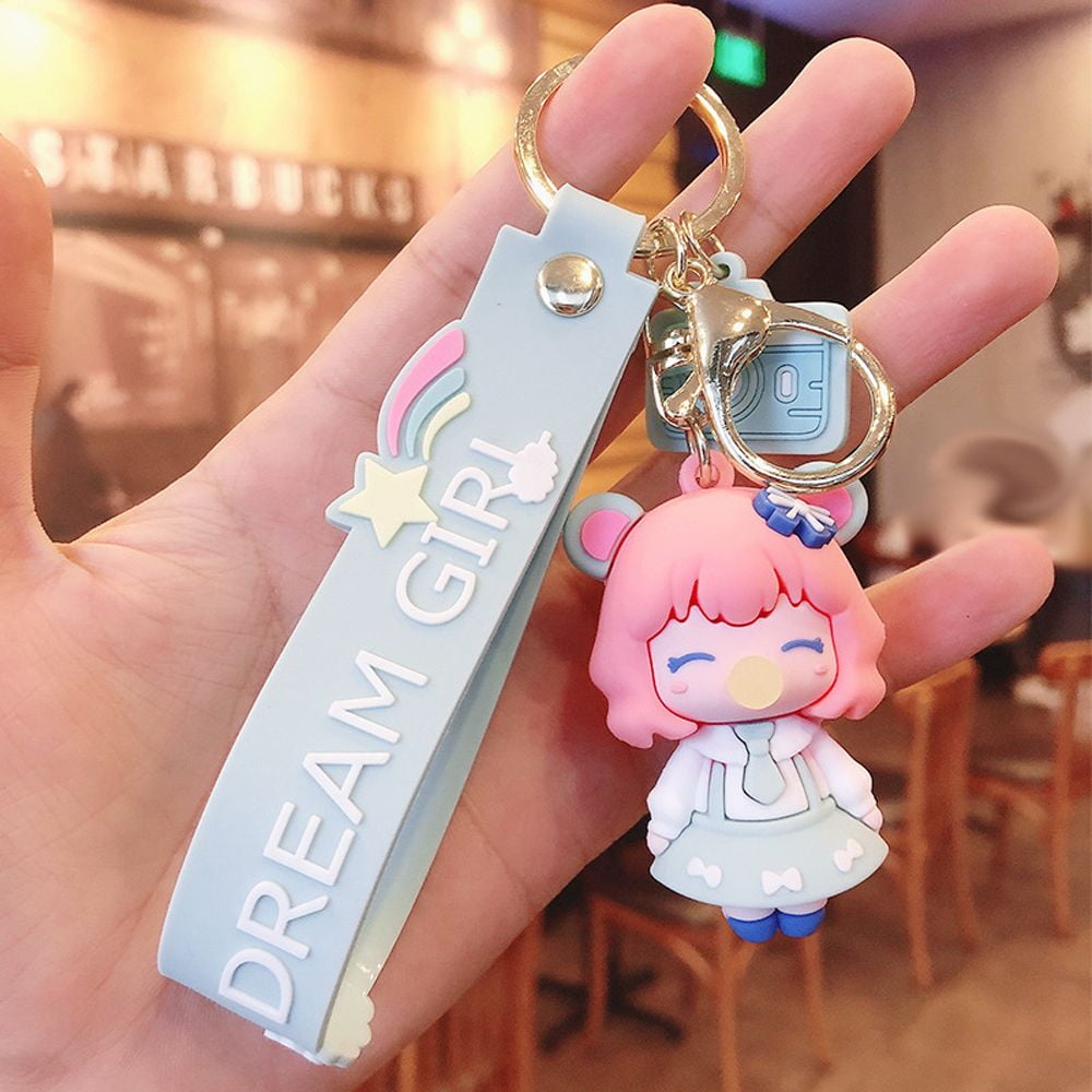 CUNXIN Luxury Cute Decoration Schoolbag Bag Charms Silicone Bubble Blowing Princess Doll Bubble Princess Keychain Bag Pendant Car Key Ring Wristband