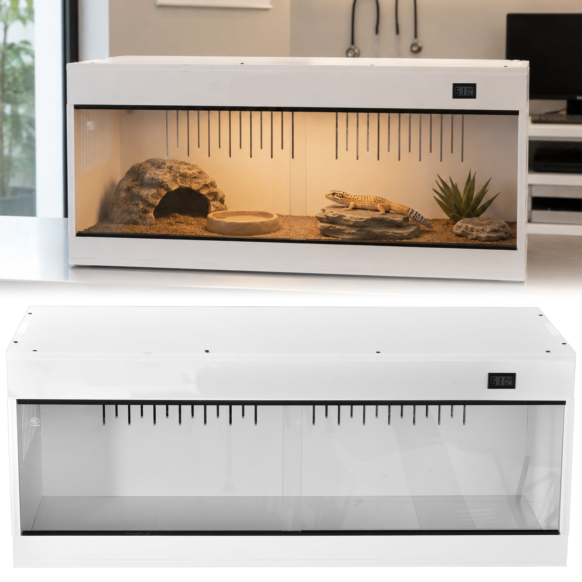 Large Reptile Terrarium 39x16x16 Inches, Tempered Glass Reptile Enclosure, Ventilated Habitat for Tortoises Ball Pythons(No Temperature Control)