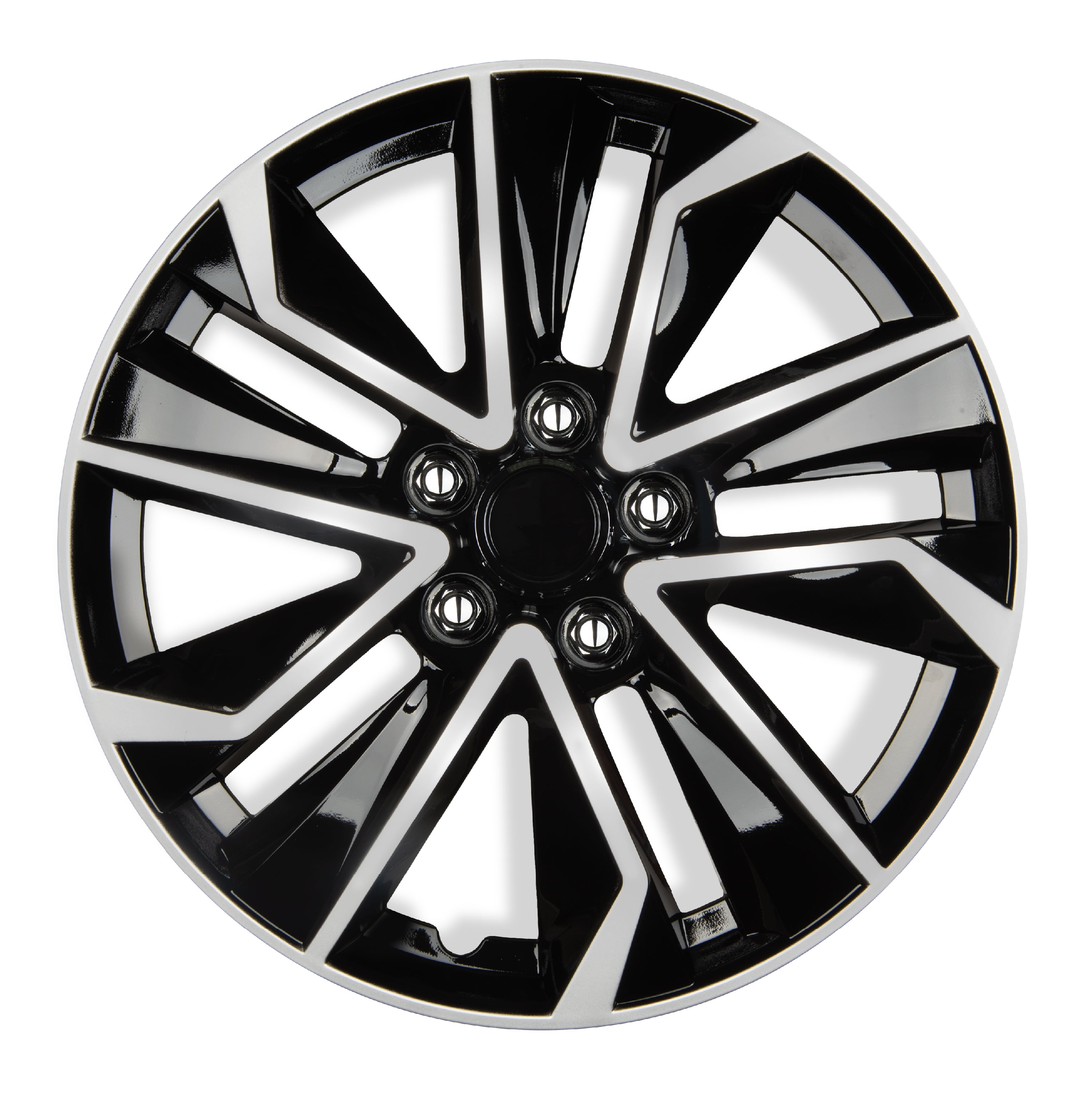 BDK 16 Inch Hubcaps Set of 4 – OEM Replacement Snap-On Wheel Rim Covers - Universal Fit Car Wheel Cover for Cars, Trucks, SUV, Vans Durable ABS Black & Silver 10-Spoke Hub-Cap Car Accessories Exterio
