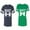 Men Navy / Women Green, variant on Old Beast Beauty Unisex Couple Matching Cotton Jersey style T-Shirt Contrasting stripes on sleeves (Men Navy / Women Black) (Men S / Women S)