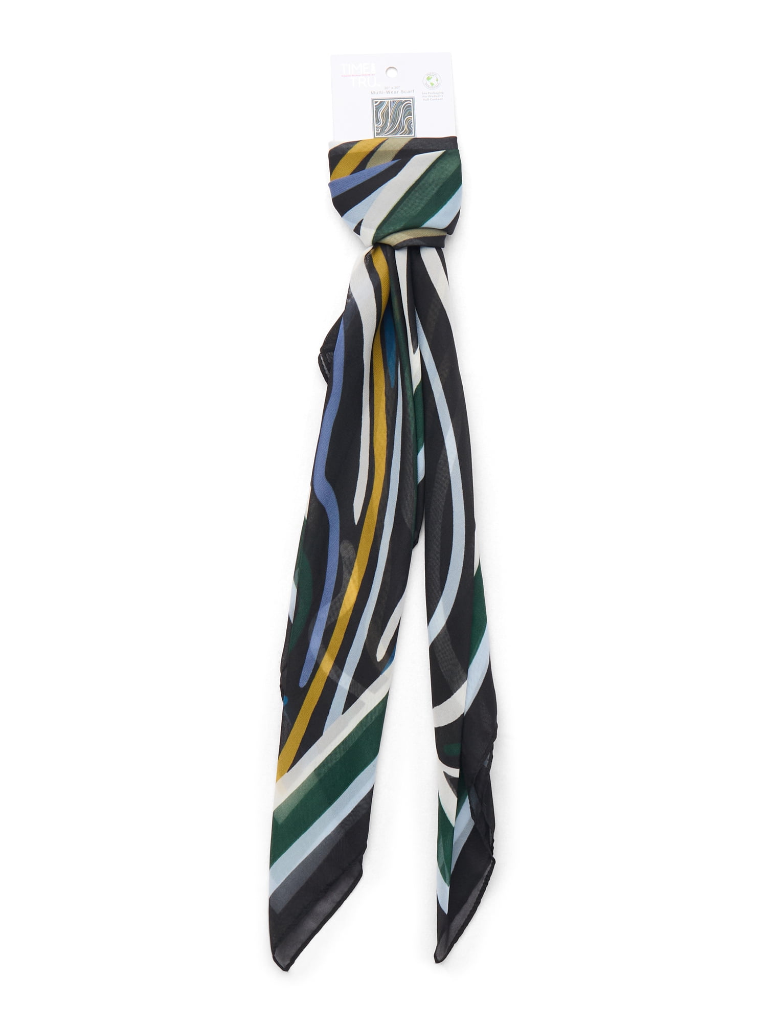 Time and Tru Women's 30 X 30 Printed Square Scarf, One Size, Ridge Pine