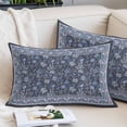 thumbnail image 2 of Navy Blue Floral Boho Throw Pillow Covers, Ethnic Tribe Abstract Art Flower Soft Breathable Pillow Cases with Invisible Zipper for Sleeping, Standard Pillowcases for Couch Bed Sofa Chair 20x26 Inches, 2 of 9