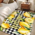 thumbnail image 4 of 3'x5' Rug for Living Room Bedroom, Yellow Lemons Washable Area Rugs Non-Slip Carpet Mats, Summer Fruits Leaves Botanical Buffalo Plaid Indoor Low Pile Area Rug Runner for Kitchen, Mudroom, 4 of 8