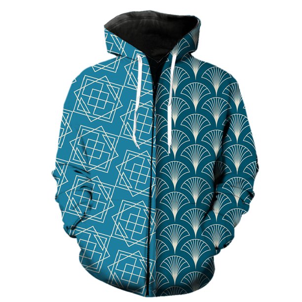 Sudadera con capucha y cremallera con estampado abstracto para hombre, estilo hip hop, informal, de moda, con estampado 3D, manga larga, unisex, primavera, 2024
