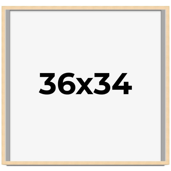 36x34 Frame Natural Wood Picture Frame | 0.75 Inch Moulding Width | with UV Acrylic Plexiglass,