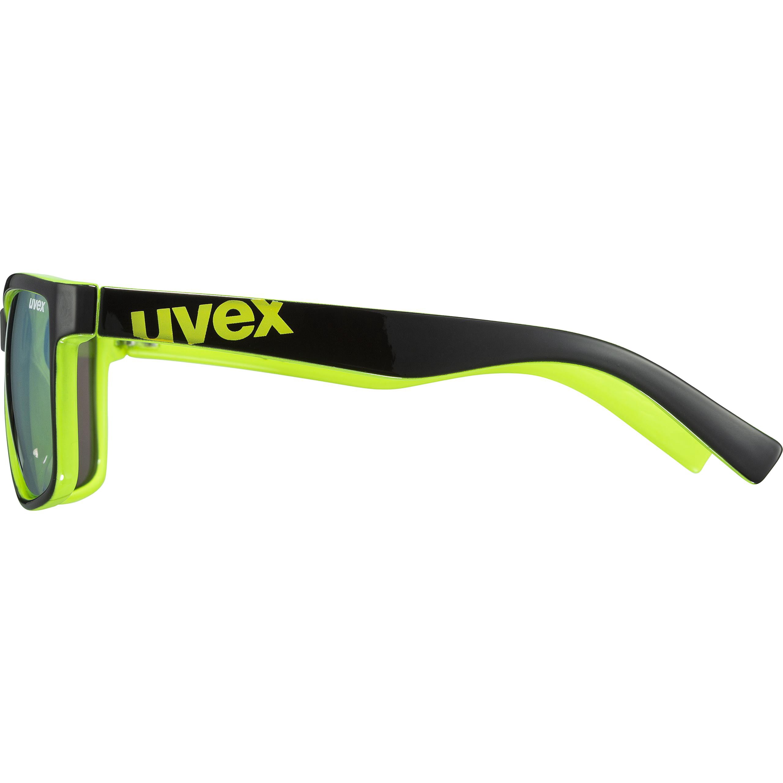 Uvex LGL 39 Sunglasses - Full UV Defense and Lightweight Comfort - Black Lime/Mirrored Yellow