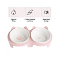 thumbnail image 3 of Cuencos de cerámica para gatos, cuencos dobles para comida y agua, cuencos elevados de cerámica para gatos con soporte de plástico rosa, 3 of 5