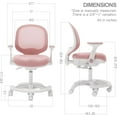 thumbnail image 2 of Kids Desk Chair, Boy's Girl's Child Children Study Office Computer Chair, Ergonomic Design, Adjustable Height and Seat Depth (Grey) (Peach Pink W/Armrests and Footrest), 2 of 7