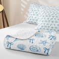 thumbnail image 4 of spefrowx Cute Bow Seashell Quilt King for Girls Boys, Blue Starfish Conch Coastal King Coverlet Set, 3-Piece, 4 of 7