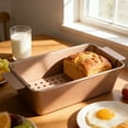 thumbnail image 7 of Meatloaf Pan with Drain Tray, 9.8 x 5.7 Inches Loaf Pans with Insert, Nonstick Meat Loaf for Baking, Reduce the Fat and Kick Up the Flavor Rose Gold, 7 of 7