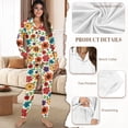 thumbnail image 6 of DISNIMO Women's 2 Piece Lounge Set Floral Print Long Sleeve Button Down Sleepwear Matching Long Pajama Pants Casual Loose Pajama Set V Neck Loungewear Nightwear, 6 of 7