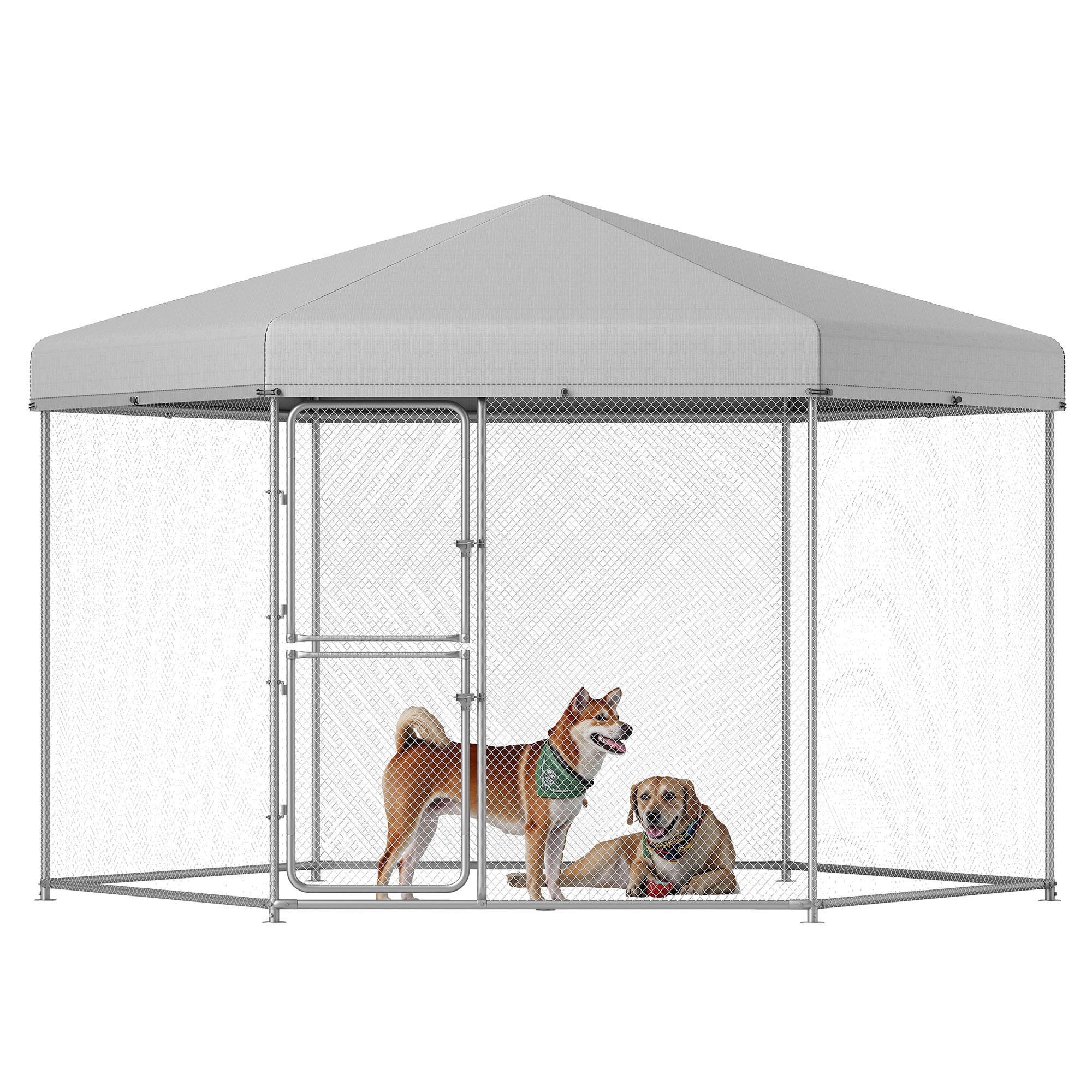 Craftian 13.1×11.2×7.6FT Outdoor Dog Kennel for Large Dogs, Pet Dog Run Enclosures for Dog Crate Outdoor Metal Galvanized Welded with Waterproof UV-Resistant Cover
