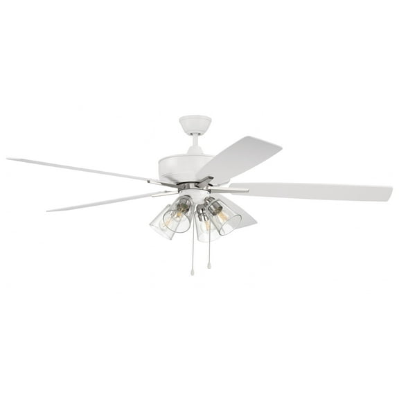 Craftmade  60" Super Pro 104 Ceiling Fan 60 - White/Polished Nickel w/ White/Washed Oak Blades