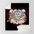 thumbnail image 1 of BeddingOutlet 150x200cm Crâne Gothique Sherpa Rose Fleurs Coeurs Rouges Couple Velours Couverture en Peluche Couvre-Lit, 1 of 5
