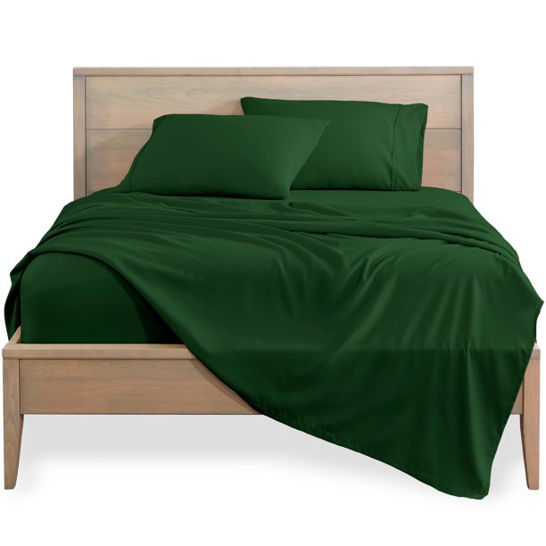 Bare Home Double Brushed Microfiber Sheet Set (Twin XL, Forest Green