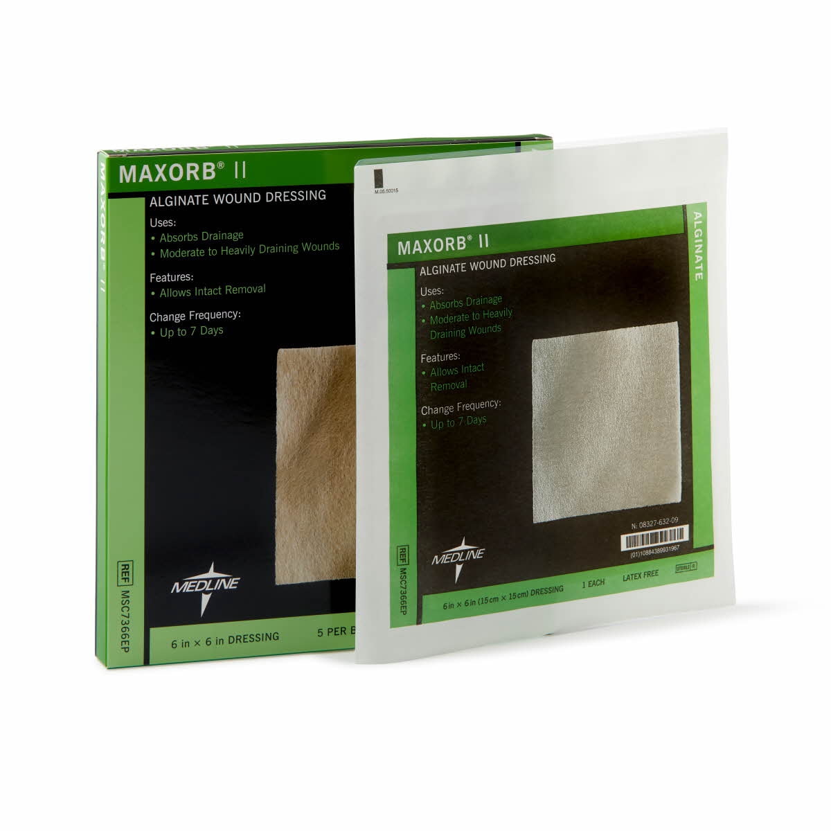 Medline Maxorb® II Alginate Wound Dressings, 6" x 6", 5 Count