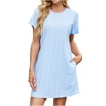 thumbnail image 1 of Staron Robes pour Femmes en Liquidation à Moins de 10 $ Robe à Oeillets à Col Rond Fluide et Ample Été Plage Manches Courtes Robe Trapèze Bleu Ciel TG, 1 of 7