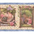 thumbnail image 1 of Teacups Clothed Mice on Vintage Frame Rustic Wallpaper Border Retro Design, Roll 15' x 9'', 1 of 3