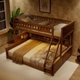 thumbnail image 4 of Twin XL over Queen Bunk Bed with Integrated Shelving, Color-Changing Lights and Pegboard, Brown, 4 of 9