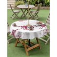 thumbnail image 4 of Outdoor Tablecloth with Umbrella Hole for Patio/Picnic/Party/Camping, Spring Floral Waterproof Table Cloth Round Cover Washable, Red Cherry Flowers Branches Oil Painting Art (Dia 60"), 4 of 8