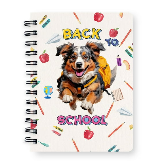 Back to School Cute Australian Shepherd Spiral Bound Journal Aussie Dog Lover Gifts 5x7in Spiral Notebook - 13010