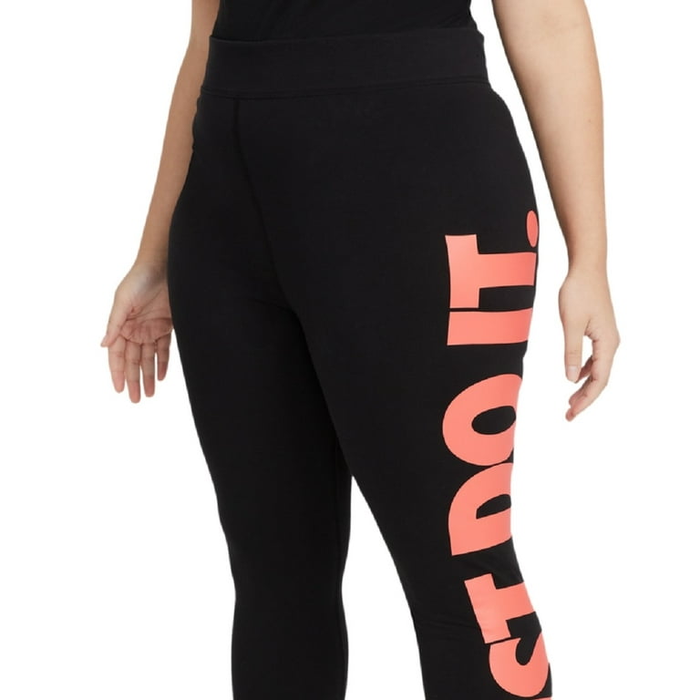 NIKE Womens Black Stretch Logo Graphic Active Wear High Waist Leggings XS 