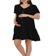 thumbnail image 2 of Robe de Maternité à Manches Courtes pour Femmes, Col en V, Fermeture à Boutons, Robe Midi Plissée, 2 of 6