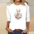 thumbnail image 5 of Otoño 3/4 Manga Tops para las Mujeres 2025 Pascua Impreso Cuello Redondo, Suelto Casual Camiseta de Poliéster, 5 of 5