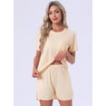 thumbnail image 2 of DARING DIVA Women's Pajama Set with Built-in Bra and Shorts Comfy Lounge Set M Beige, 2 of 7
