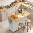thumbnail image 4 of Walsunny 40" Kitchen Islands Carts with Storage Drop Leaf Countertop on Wheels Rolling Microwave Utility Carts with 3 Drawers 1 Storage Cabinets,White, 4 of 11