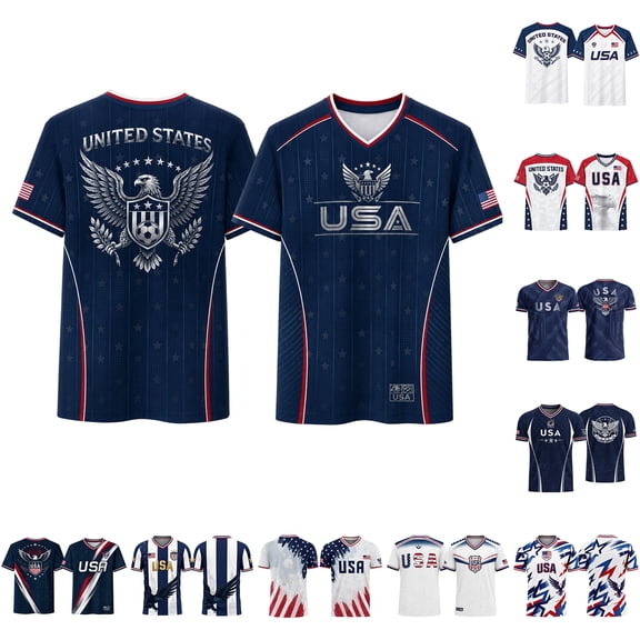 2026 New United States Soccer Practice Jerseys, USA National Team Soccer Jersey Sweat Resistant Football Training Shirts, Retro Streetwear Fan Wear for Adult(Black, 2XL)