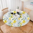 thumbnail image 4 of Round Tablecloth Fitted Elastic Edge Patio Table Covers Wrinkle Resistant Waterproof Vinyl Table Cloth for Picnic Camping Indoor and Outdoor，Tiles Flower Texture Lemon 45"-56", 4 of 4